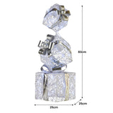 Christmas Decorations: Christabelle 83cm Triple Christmas Silver Giftbox Stack Display with Lights