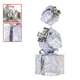 Christmas Decorations: Christabelle 83cm Triple Christmas Silver Giftbox Stack Display with Lights