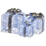 Christmas Decorations: Christabelle Swishmas Set Of 3 Christmas Gift Boxes With Lights With Jewelled Wire And Silver Bows