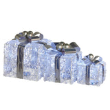 Christmas Decorations: Christabelle Swishmas Set Of 3 Christmas Gift Boxes With Lights With Jewelled Wire And Silver Bows