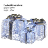 Christmas Decorations: Christabelle Swishmas Set Of 3 Christmas Gift Boxes With Lights With Jewelled Wire And Silver Bows