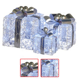 Christmas Decorations: Christabelle Swishmas Set Of 3 Christmas Gift Boxes With Lights With Jewelled Wire And Silver Bows