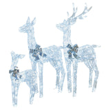 Outdoor Decorations & Lights: Christabelle Christmas Reindeer Display Set 3 Indoor & Outdoor Decorations Acrylic Beads Cool White LED Lights Silver