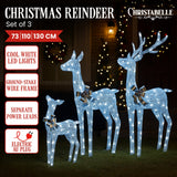 Outdoor Decorations & Lights: Christabelle Christmas Reindeer Display Set 3 Indoor & Outdoor Decorations Acrylic Beads Cool White LED Lights Silver