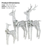 Outdoor Decorations & Lights: Christabelle Christmas Reindeer Display Set 3 Indoor & Outdoor Decorations Acrylic Beads Cool White LED Lights Silver