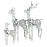 Outdoor Decorations & Lights: Christabelle Christmas Reindeer Display Set 3 Indoor & Outdoor Decorations Acrylic Beads Cool White LED Lights Silver