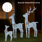 Outdoor Decorations & Lights: Christabelle Christmas Reindeer Display Set 3 Indoor & Outdoor Decorations Acrylic Beads Cool White LED Lights Silver
