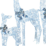 Outdoor Decorations & Lights: Christabelle Christmas Reindeer Display Set 3 Indoor & Outdoor Decorations Acrylic Beads Cool White LED Lights Silver
