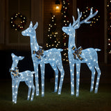 Outdoor Decorations & Lights: Christabelle Christmas Reindeer Display Set 3 Indoor & Outdoor Decorations Acrylic Beads Cool White LED Lights Silver