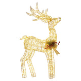 Outdoor Decorations & Lights: Christabelle Light Up Christmas Reindeer Display Indoor & Outdoor Decoration Warm White LED Lights Gold Bow Wire Frame