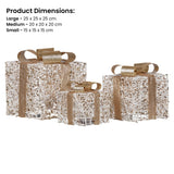 Outdoor Decorations & Lights: Christabelle Set of 3 Battery Operated Golden Christmas Gift Boxes w/Warm White LED Lights Indoor Decorative Holiday