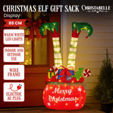 Outdoor Decorations & Lights: Christabelle Elf in Gift Sack Christmas Display Warm White LED Lights 86cm for Decoration w/Wire Frame Construction