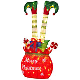 Outdoor Decorations & Lights: Christabelle Elf in Gift Sack Christmas Display Warm White LED Lights 86cm for Decoration w/Wire Frame Construction