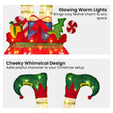 Outdoor Decorations & Lights: Christabelle Elf in Gift Sack Christmas Display Warm White LED Lights 86cm for Decoration w/Wire Frame Construction