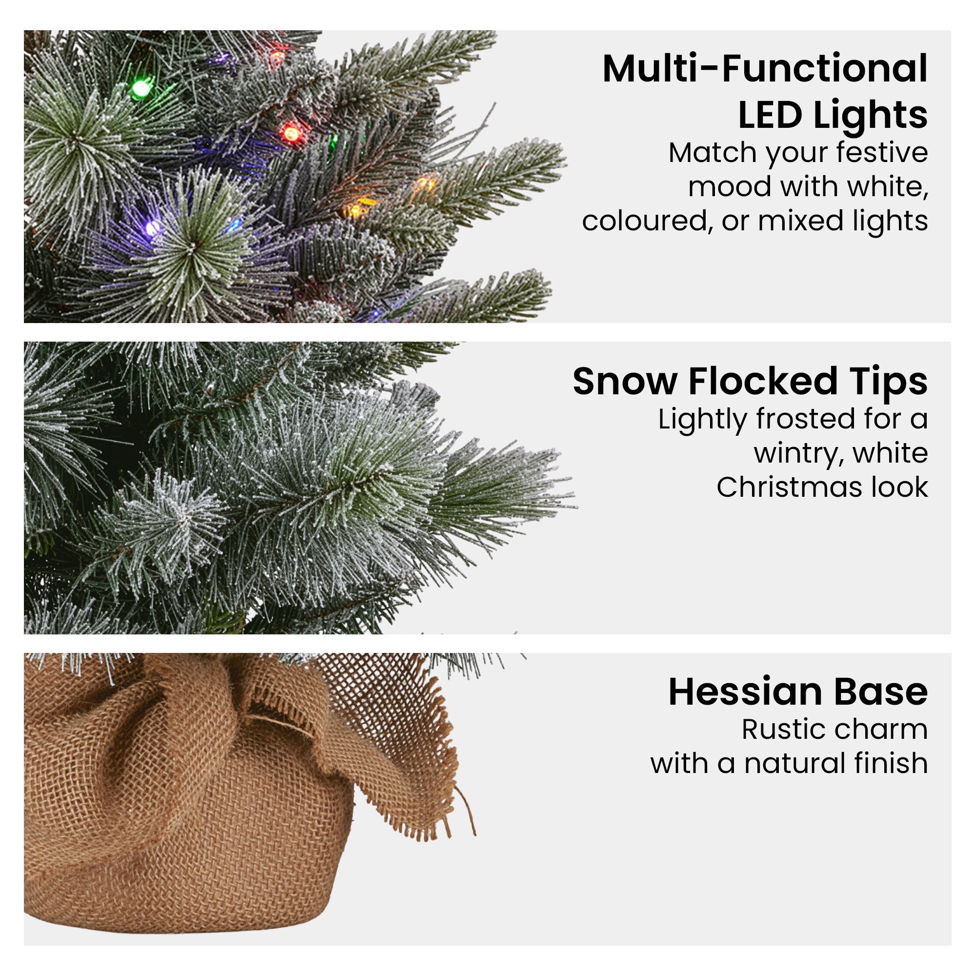 Christmas Decorations: Christabelle 61cm Pre-Lit Snowy Stamford Spruce Battery-Operated Mini Christmas Tree Multi-Functional LED Timer