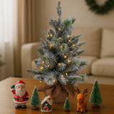 Christmas Decorations: Christabelle 61cm Pre-Lit Snowy Stamford Spruce Battery-Operated Mini Christmas Tree Multi-Functional LED Timer