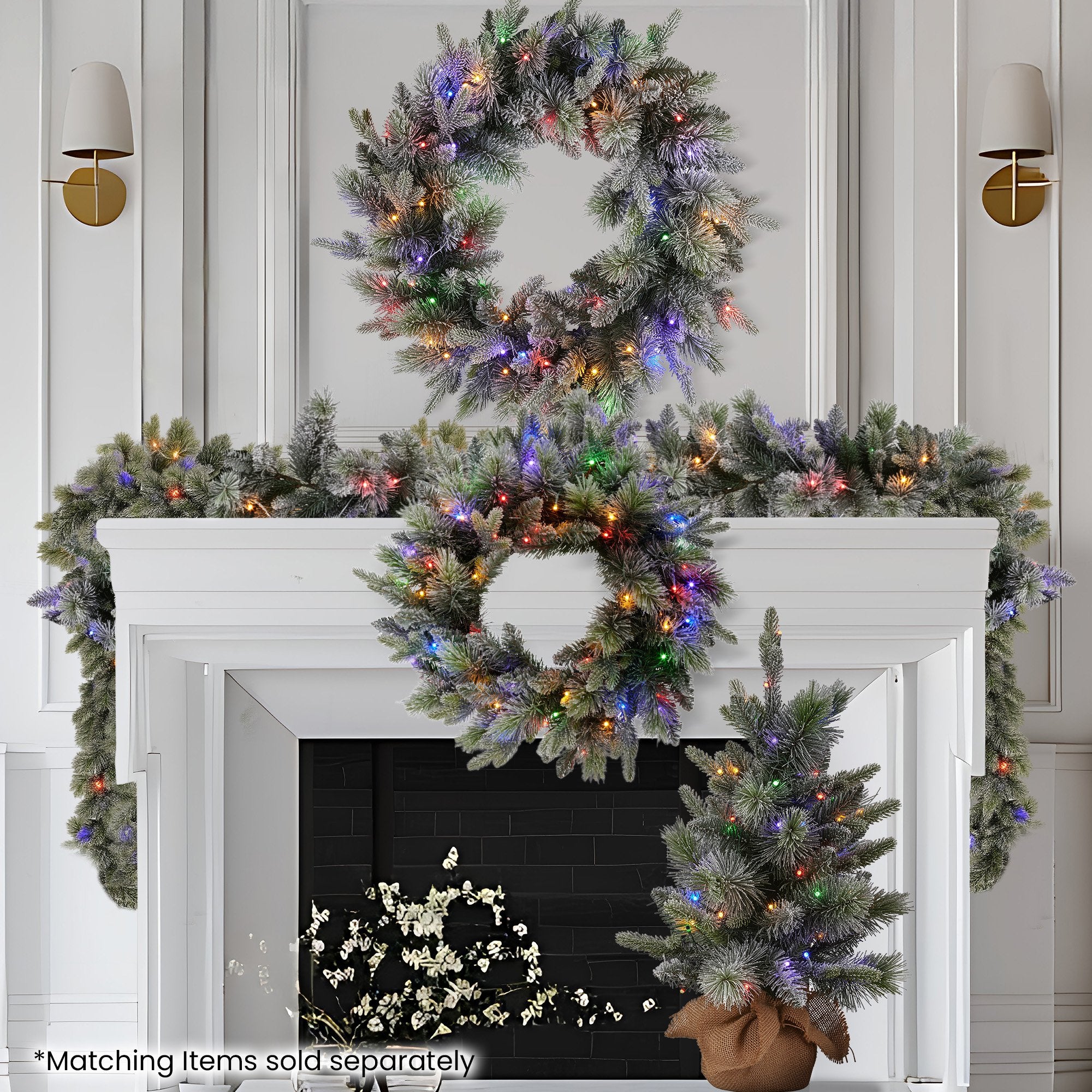Christmas Decorations: Christabelle 61cm Pre-Lit Snowy Stamford Spruce Battery-Operated Mini Christmas Tree Multi-Functional LED Timer