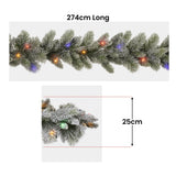 Christmas Wreaths & Garlands: Christabelle 2.7m Christmas Garland Snowy with LED Lights Stamford Spruce Tree Decoration Ornament