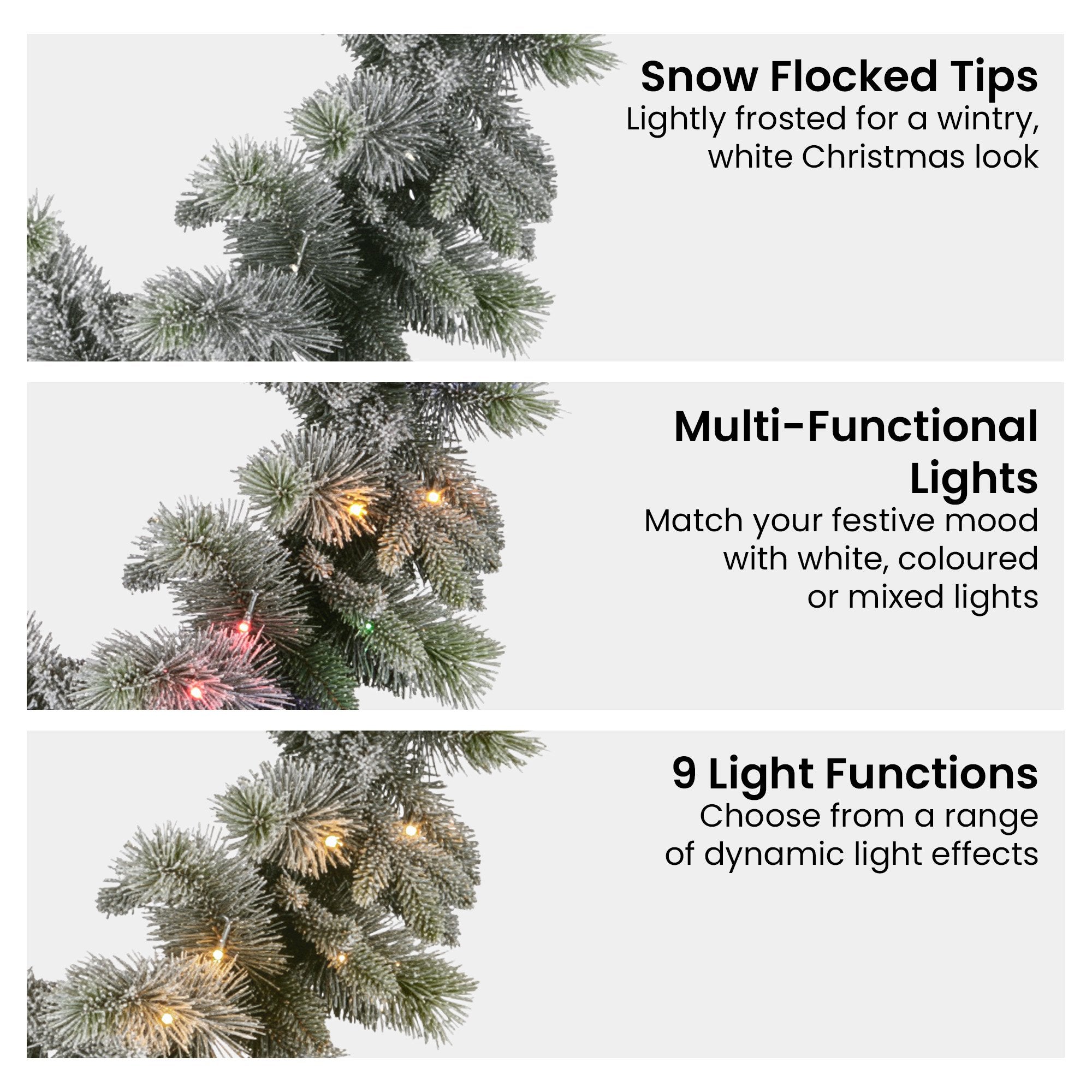 Christmas Wreaths & Garlands: Christabelle 2.7m Christmas Garland Snowy with LED Lights Stamford Spruce Tree Decoration Ornament