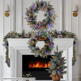 Christmas Wreaths & Garlands: Christabelle 2.7m Christmas Garland Snowy with LED Lights Stamford Spruce Tree Decoration Ornament