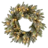 Christmas Wreaths & Garlands: Christabelle 61cm Christmas Wreath Snowy Stamford Spruce with Coloured LED Lights Front Door Decoration Ornament
