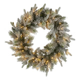 Christmas Wreaths & Garlands: Christabelle 76cm Christmas Wreath Snowy Stamford Spruce with LED Lights Front Door Decoration Ornament