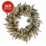 Christmas Wreaths & Garlands: Christabelle 76cm Christmas Wreath Snowy Stamford Spruce with LED Lights Front Door Decoration Ornament