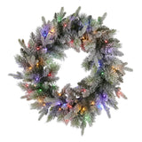 Christmas Wreaths & Garlands: Christabelle 76cm Christmas Wreath Snowy Stamford Spruce with LED Lights Front Door Decoration Ornament