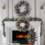 Christmas Wreaths & Garlands: Christabelle 76cm Christmas Wreath Snowy Stamford Spruce with LED Lights Front Door Decoration Ornament