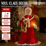 Christmas Decorations: Christabelle 1.1m Musical LED Animated Christmas Mrs Claus Glowing Candle Ornament Decoration