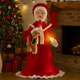 Christmas Decorations: Christabelle 1.1m Musical LED Animated Christmas Mrs Claus Glowing Candle Ornament Decoration