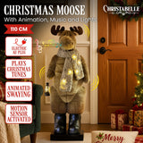 Christmas Decorations: Christabelle 1.1m Musical LED Animated Christmas Moose Decoration Light-Up Lantern Ornament