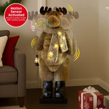 Christmas Decorations: Christabelle 1.1m Musical LED Animated Christmas Moose Decoration Light-Up Lantern Ornament