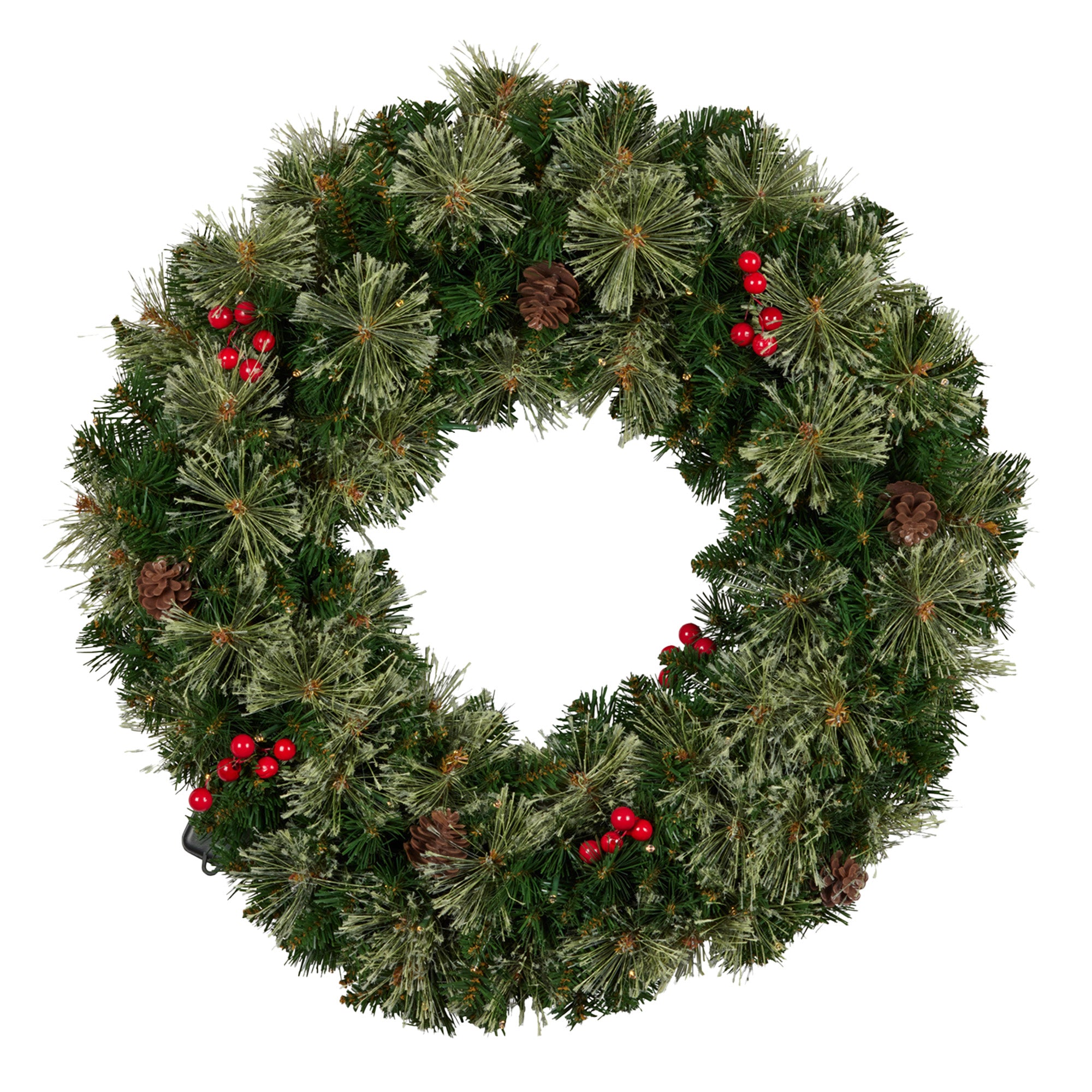 Christabelle 61cm Christmas Wreath Bristle Berry with LED Lights Front Door Decoration Ornament