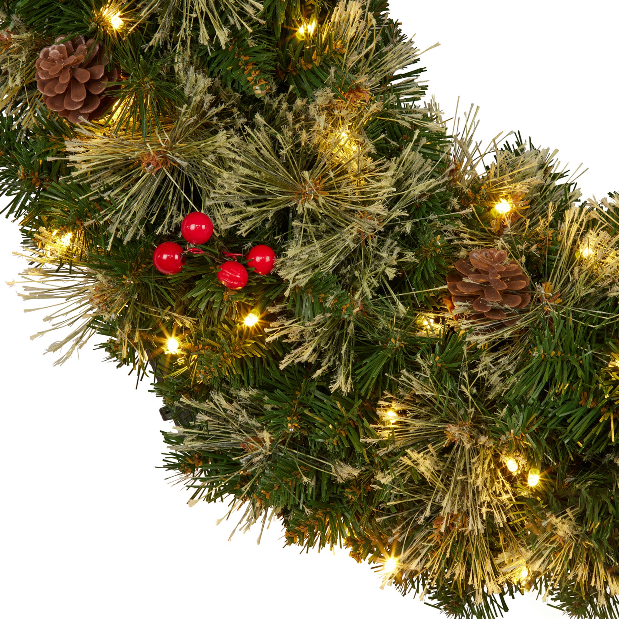 Christabelle 61cm Christmas Wreath Bristle Berry with LED Lights Front Door Decoration Ornament