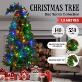 Christmas Trees: Christabelle Bad Santa 1.2m Curved Multicolour Pre-Lit Christmas Tree with 550 Tips