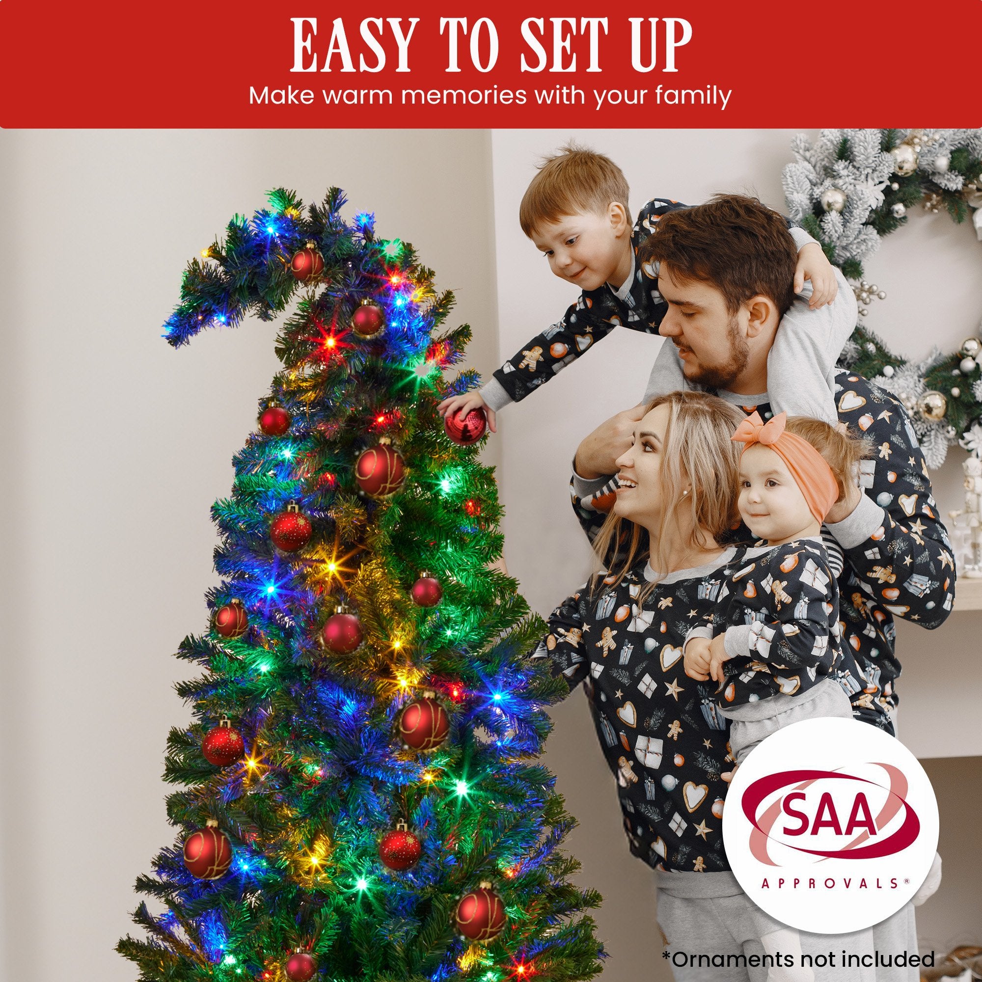 Christmas Trees: Christabelle Bad Santa 1.2m Curved Multicolour Pre-Lit Christmas Tree with 550 Tips