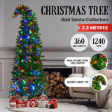 Christmas Trees: Christabelle Bad Santa 2.3m Curved Multicolour Pre-Lit Christmas Tree with 1240 Tips