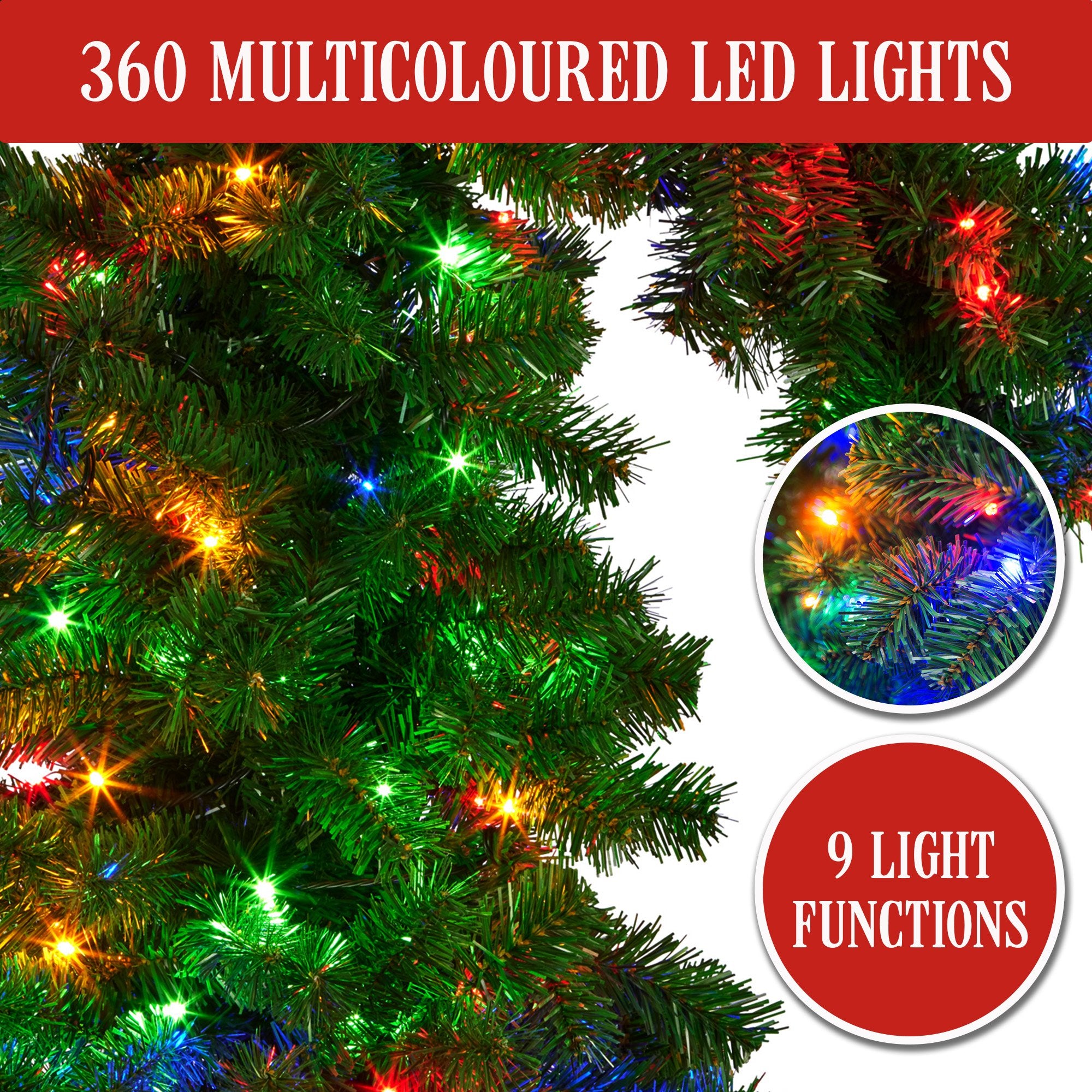 Christmas Trees: Christabelle Bad Santa 2.3m Curved Multicolour Pre-Lit Christmas Tree with 1240 Tips
