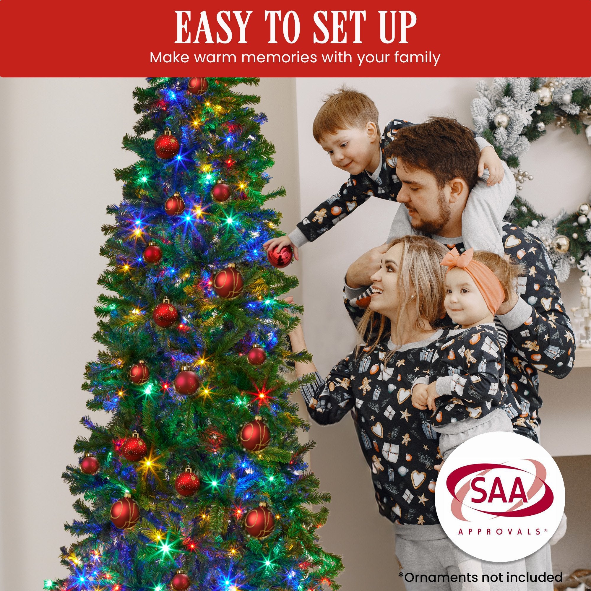 Christmas Trees: Christabelle Bad Santa 2.3m Curved Multicolour Pre-Lit Christmas Tree with 1240 Tips