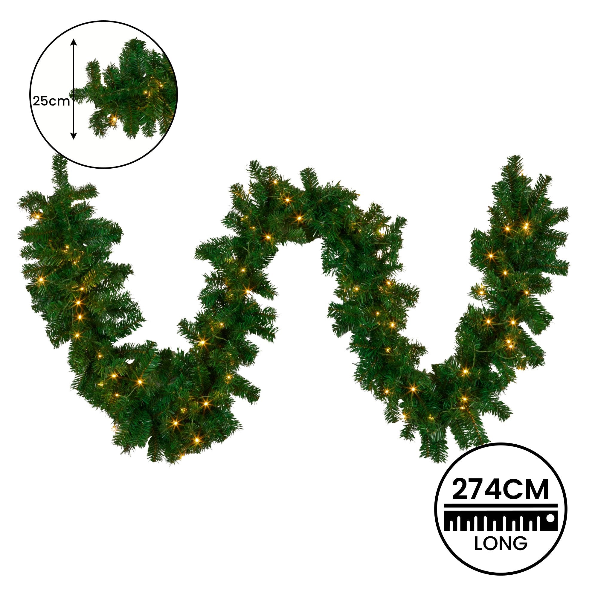 Christmas Trees: Christabelle 2.7m Christmas Garland with LED Lights Chadwick Tree Decoration Ornament
