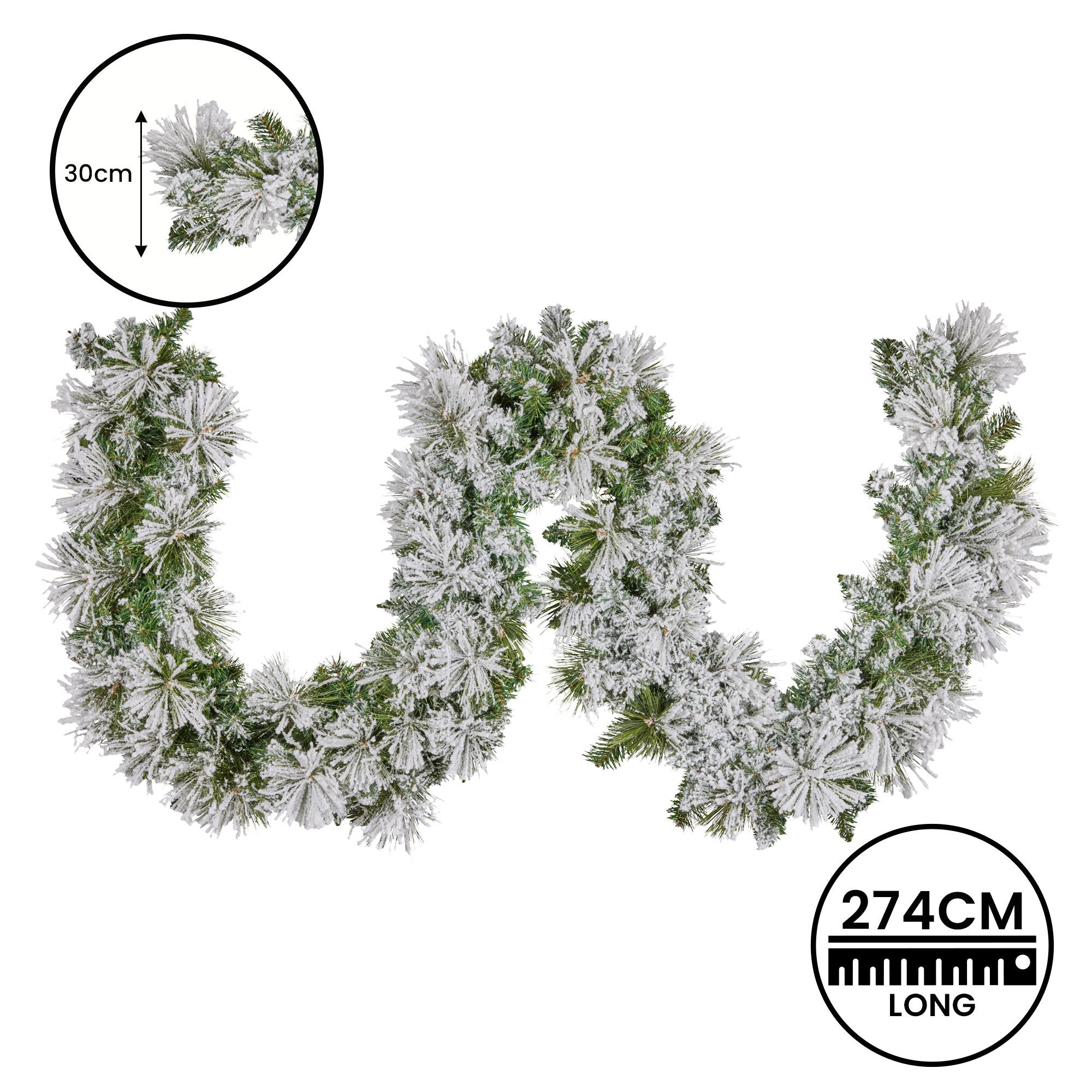Christmas Trees: Christabelle 274cm Majestic Snow Prelit Christmas Garland