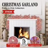 Christmas Trees: Christabelle 274cm Pretty In Pink Christmas Garland With Led Lights