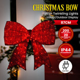 Christmas Trees: Christabelle Christmas Display Bow 91cm with LED and Twinkle Lights 5 Functions Christmas Festive Decorations Display Big Wired Bow