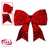 Christmas Trees: Christabelle Christmas Display Bow 91cm with LED and Twinkle Lights 5 Functions Christmas Festive Decorations Display Big Wired Bow