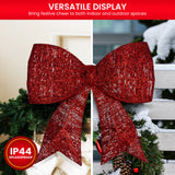 Christmas Trees: Christabelle Christmas Display Bow 91cm with LED and Twinkle Lights 5 Functions Christmas Festive Decorations Display Big Wired Bow
