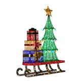 Christmas Trees: Christabelle Christmas Display Sled 183cm With Tree And Presents Led Lights & C9 Bulbs
