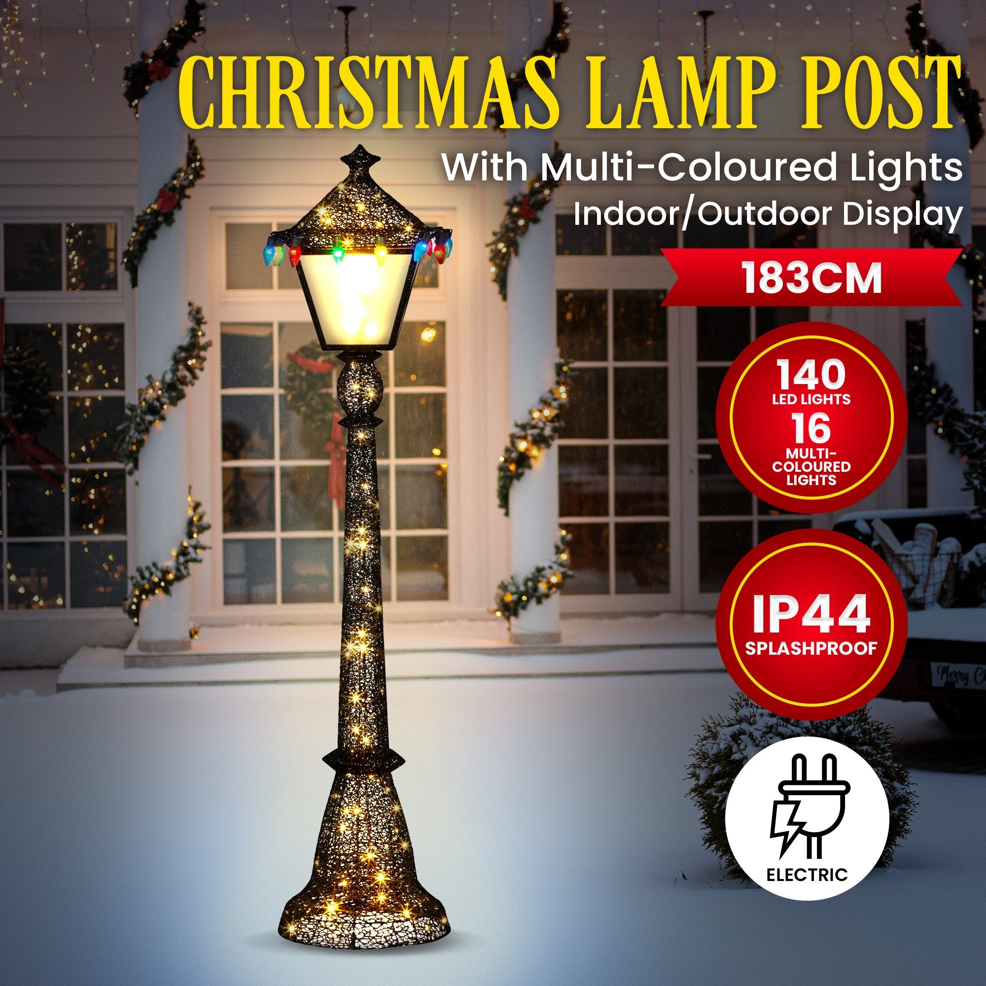 Christmas Trees: Christabelle Christmas Lamp Post Display 183cm With Lights