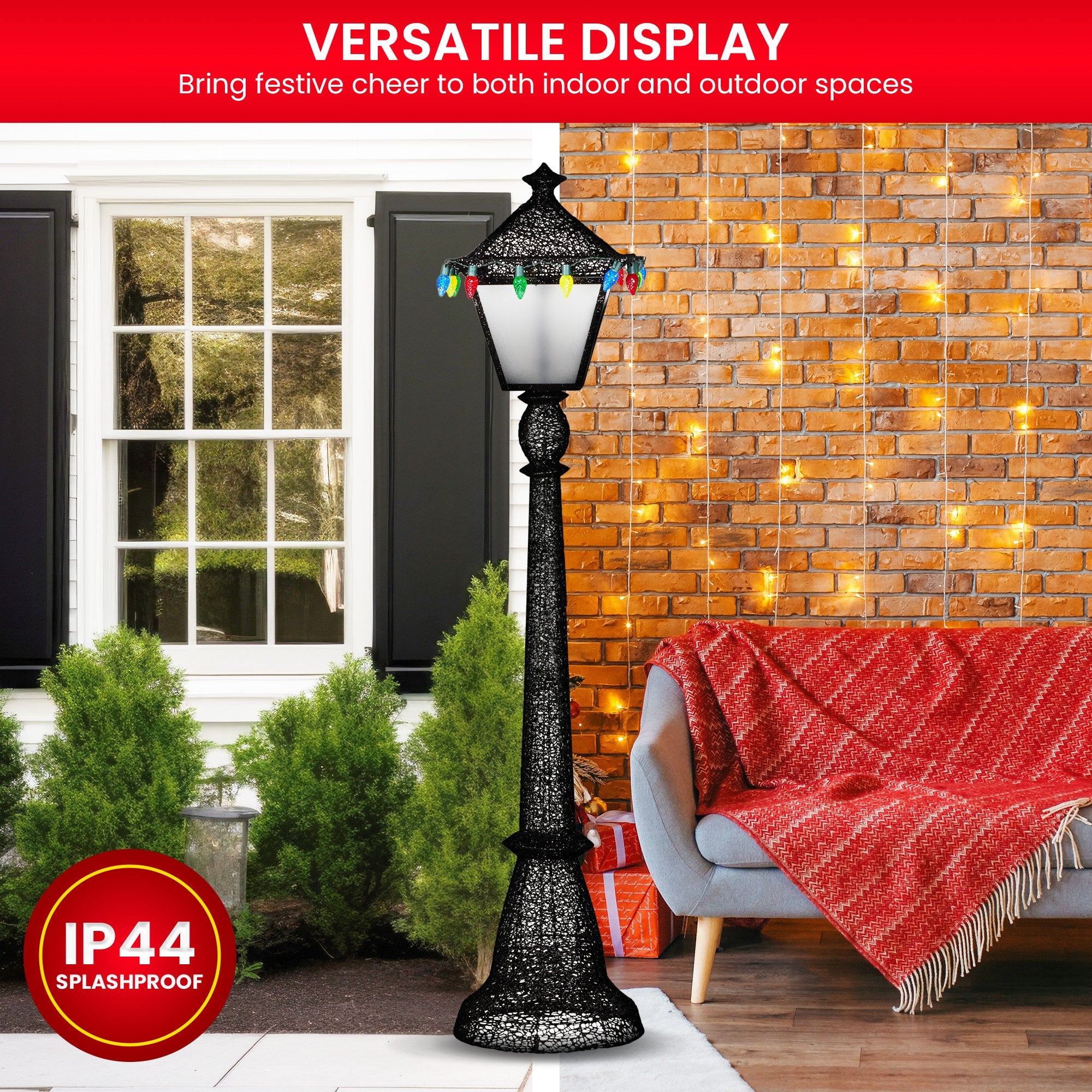 Christmas Trees: Christabelle Christmas Lamp Post Display 183cm With Lights