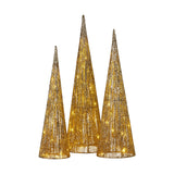 Christmas Trees: Christabelle 3pc Christmas Tree Indoor Outdoor Display Decoration LED Lights Front Yard Lawn Statue Ornament